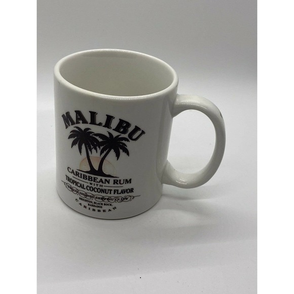 Malibu Caribbean Rum Double Sided White Ceramic coffee Mug Cup - Picture 3 of 7